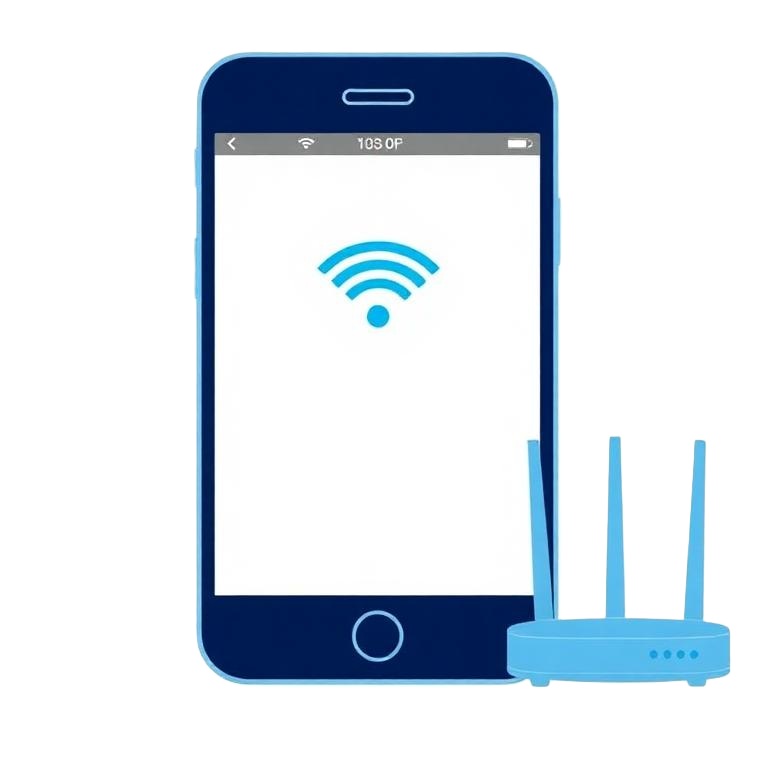 Smartphone showing WiFi setup